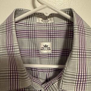 Peter Millar Purple and‎ Gray Plaid Shirt